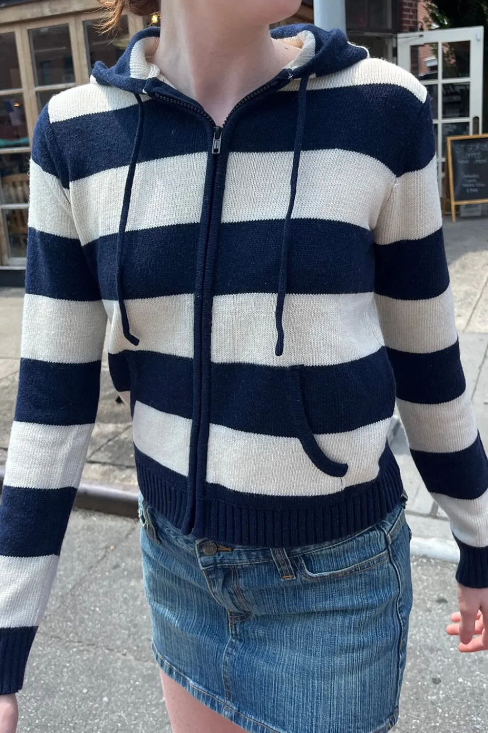 Discount Alana Wool Striped Zip Up Sweater Wool|Sweatpants & Sweatshirts