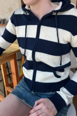 Discount Alana Wool Striped Zip Up Sweater Wool|Sweatpants & Sweatshirts
