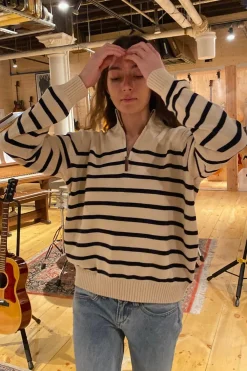 Discount Aleah Cotton Stripe Sweater Stripes|Cotton