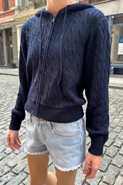 Hot Ayla Cable Knit Hoodie Cotton