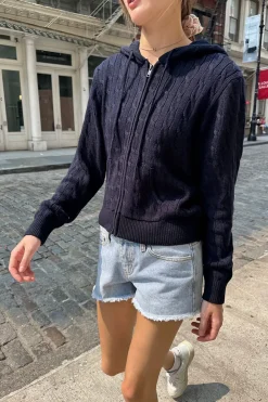 Hot Ayla Cable Knit Hoodie Cotton