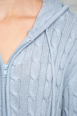 Outlet Ayla Cable Knit Zip-Up Sweater Cotton