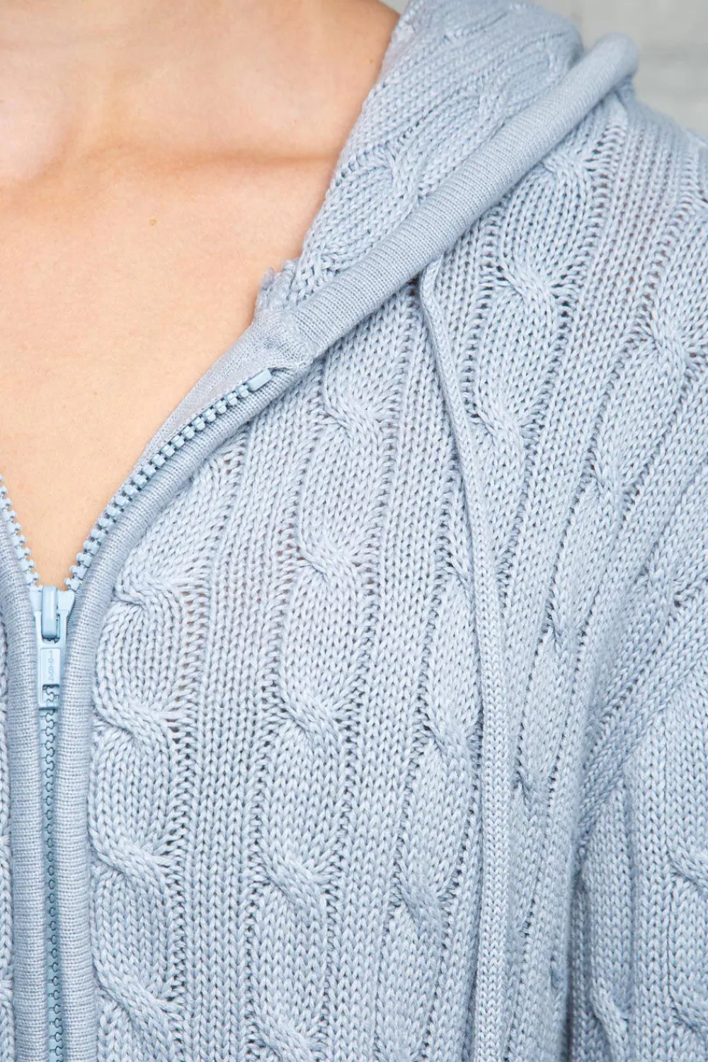Outlet Ayla Cable Knit Zip-Up Sweater Cotton