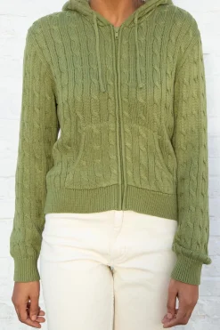 Outlet Ayla Cable Knit Zip-Up Sweater Cotton