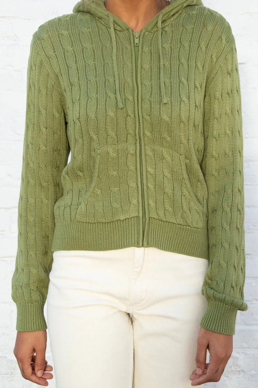 Outlet Ayla Cable Knit Zip-Up Sweater Cotton