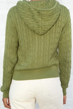 Outlet Ayla Cable Knit Zip-Up Sweater Cotton