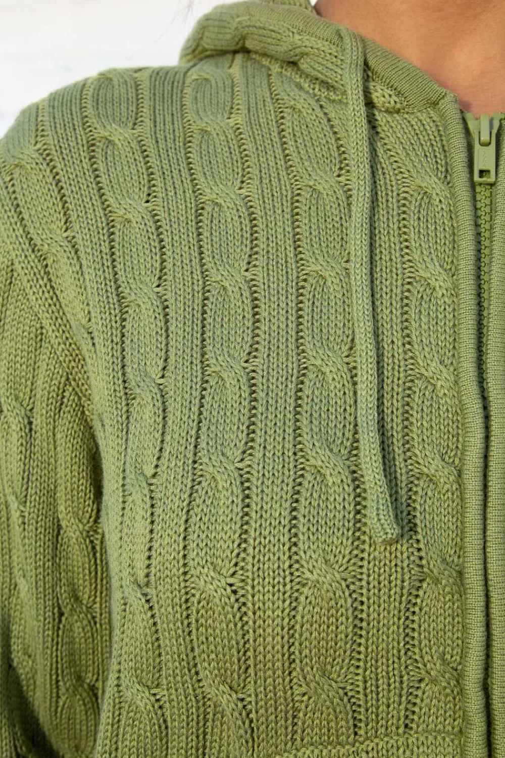 Outlet Ayla Cable Knit Zip-Up Sweater Cotton
