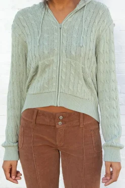 Outlet Ayla Cable Knit Zip-Up Sweater Cotton