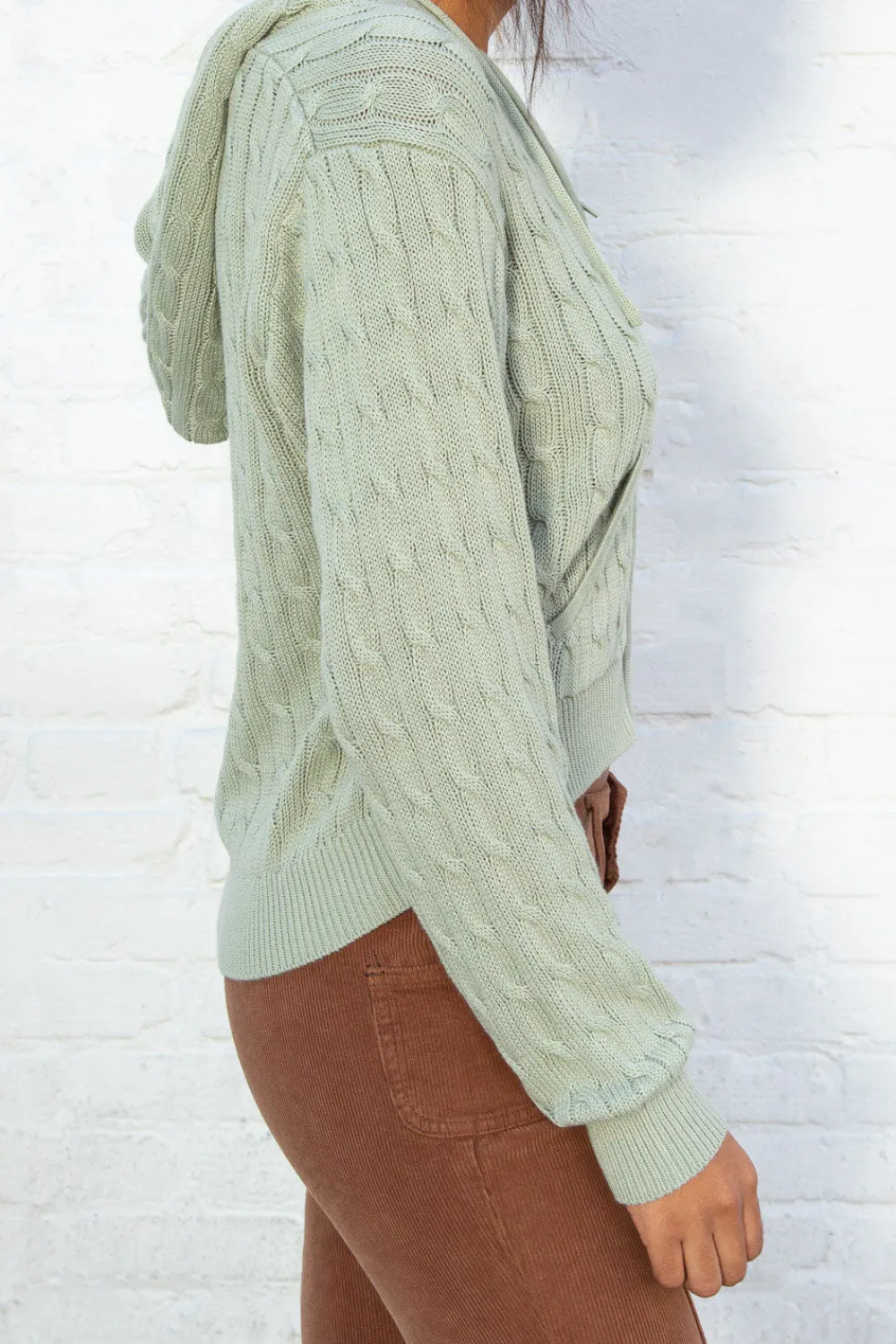 Outlet Ayla Cable Knit Zip-Up Sweater Cotton