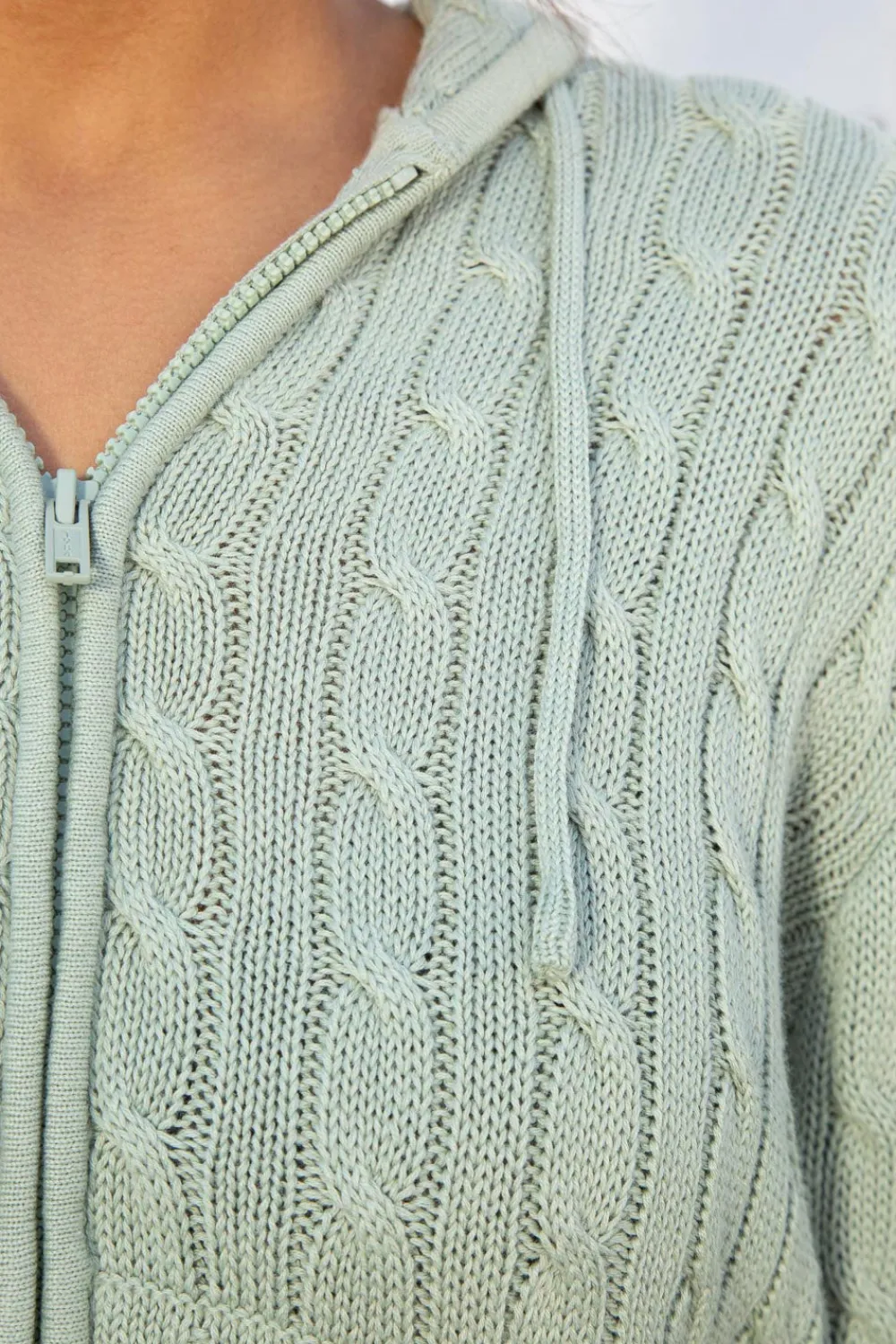 Outlet Ayla Cable Knit Zip-Up Sweater Cotton