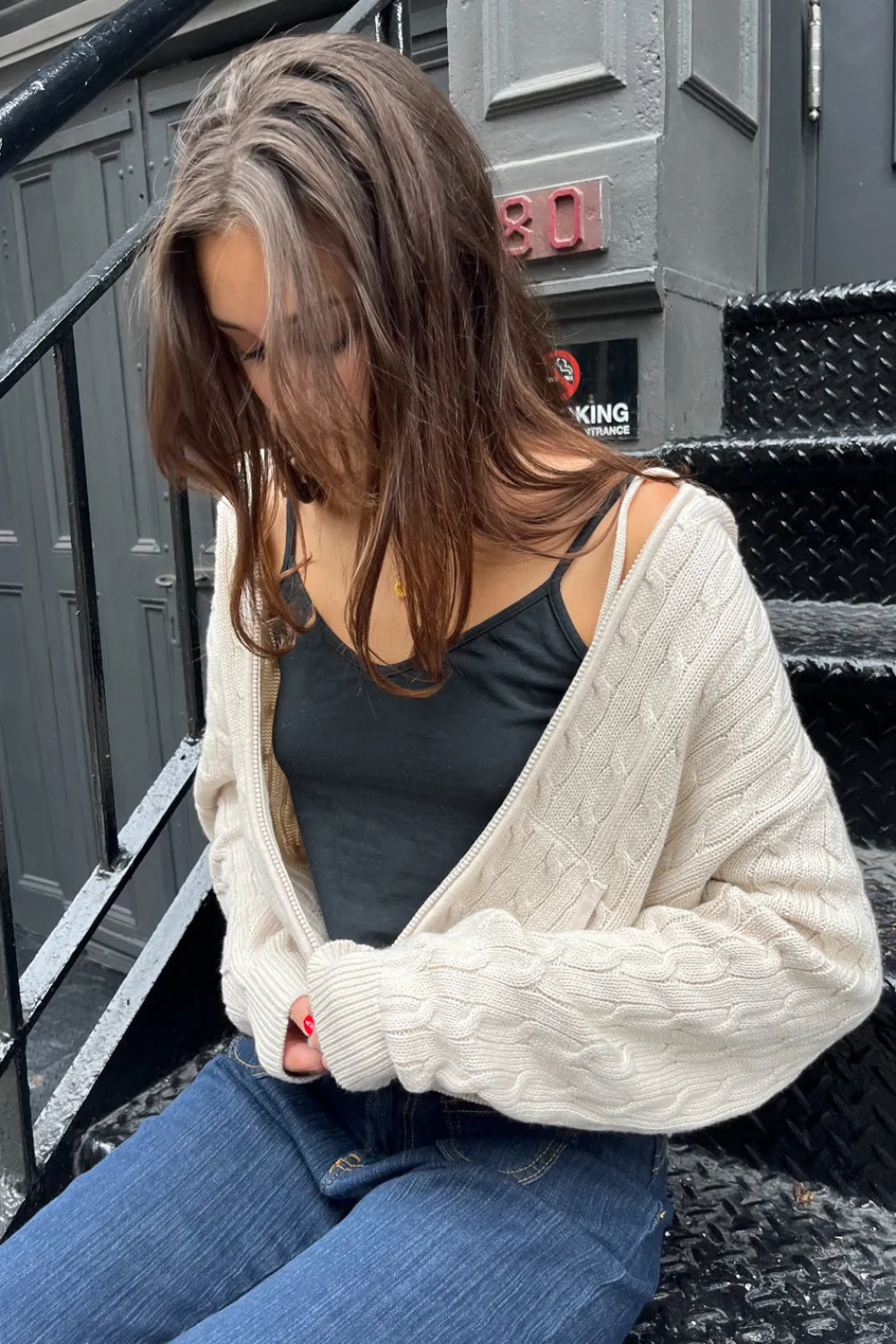 Outlet Ayla Cable Knit Zip-Up Sweater Cotton