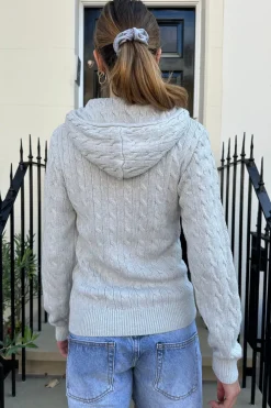 Outlet Ayla Cable Knit Zip-Up Sweater Cotton