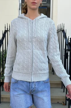 Outlet Ayla Cable Knit Zip-Up Sweater Cotton