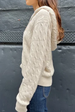 Outlet Ayla Cable Knit Zip-Up Sweater Cotton