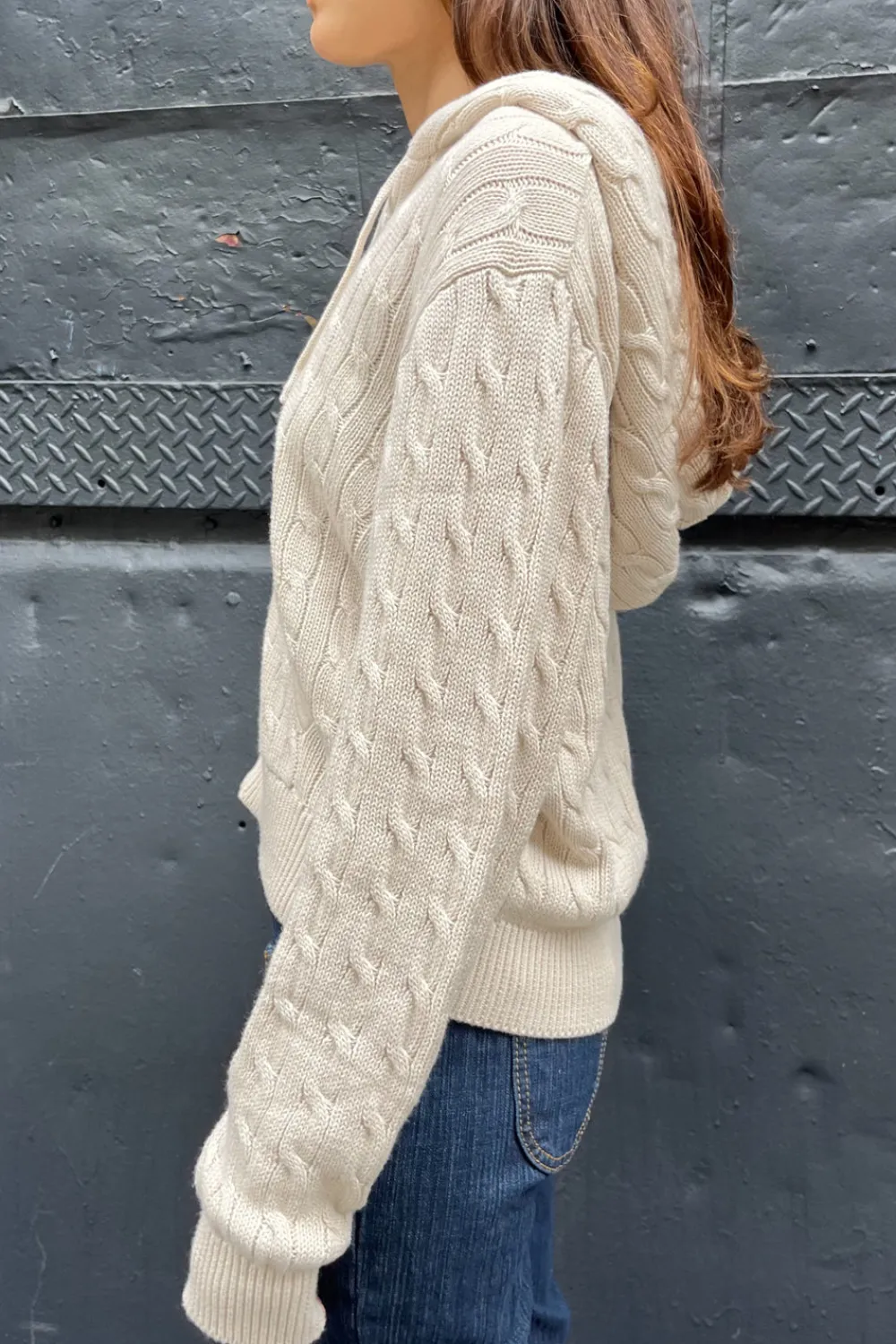 Outlet Ayla Cable Knit Zip-Up Sweater Cotton