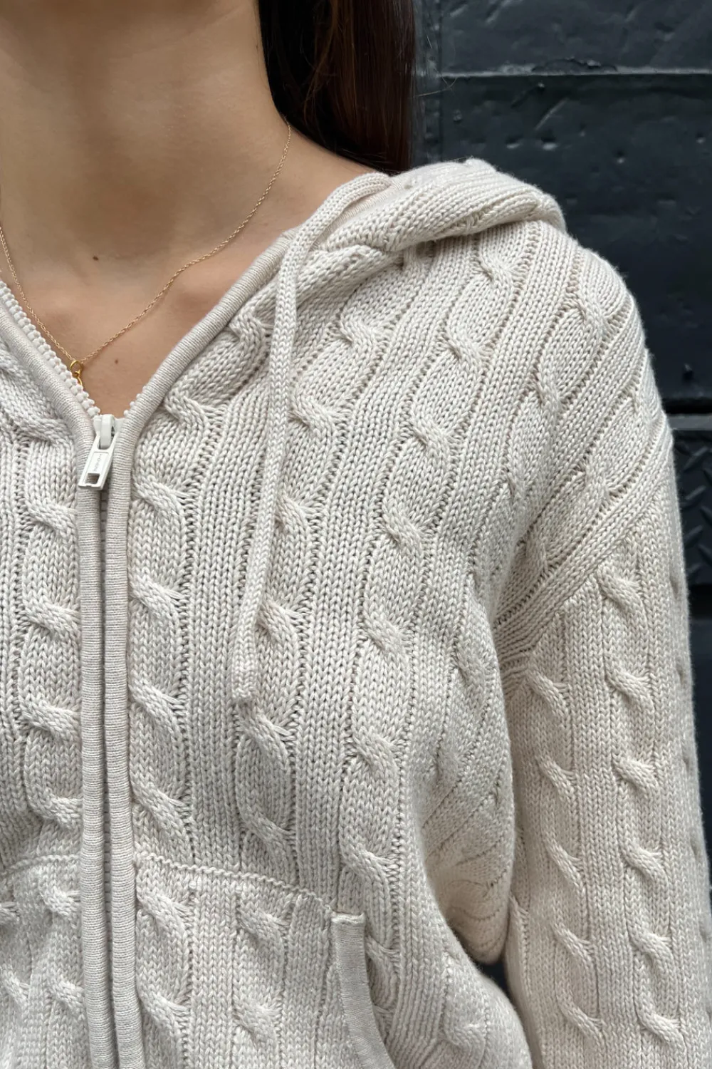 Outlet Ayla Cable Knit Zip-Up Sweater Cotton