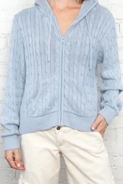 Outlet Ayla Cable Knit Zip-Up Sweater Cotton