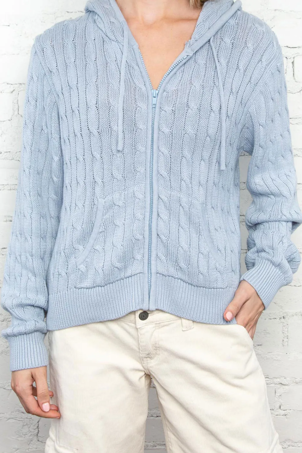 Outlet Ayla Cable Knit Zip-Up Sweater Cotton