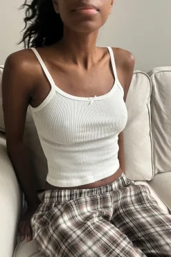 Discount Belle Bow Lace Tank Tubes & Tanks|Whites