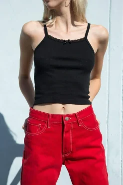 Discount Belle Bow Lace Tank Tubes & Tanks|Whites