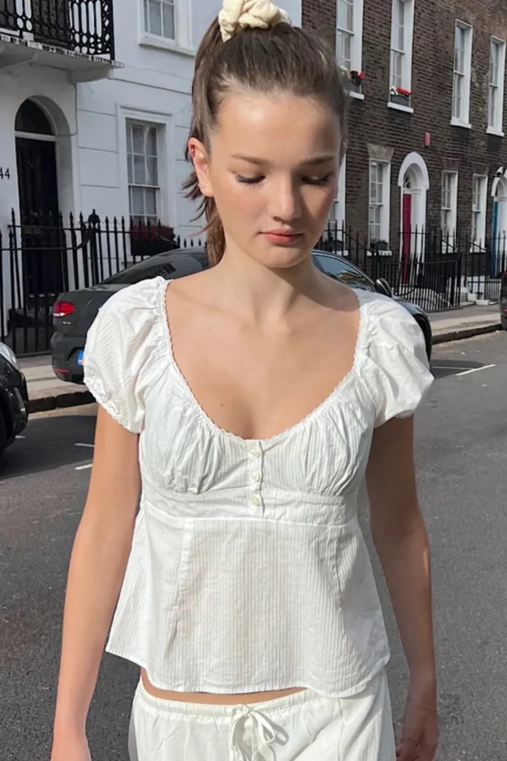 Online Blair Cotton Ruffle Top Short Sleeves