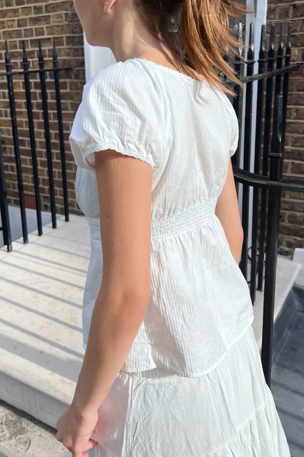Online Blair Cotton Ruffle Top Short Sleeves