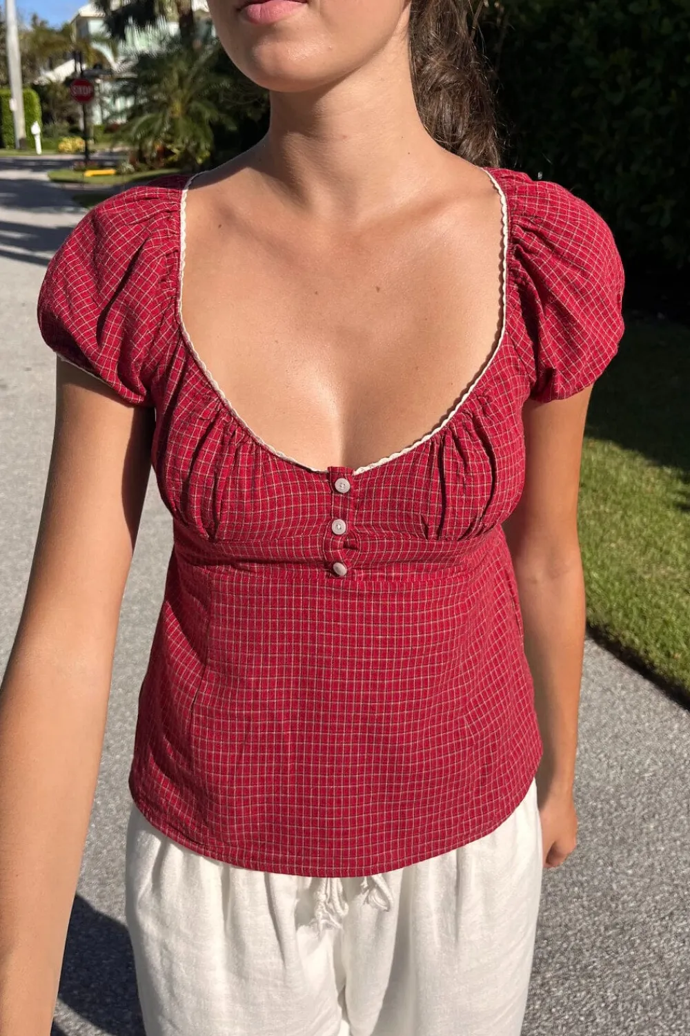New Blair Plaid Top Short Sleeves