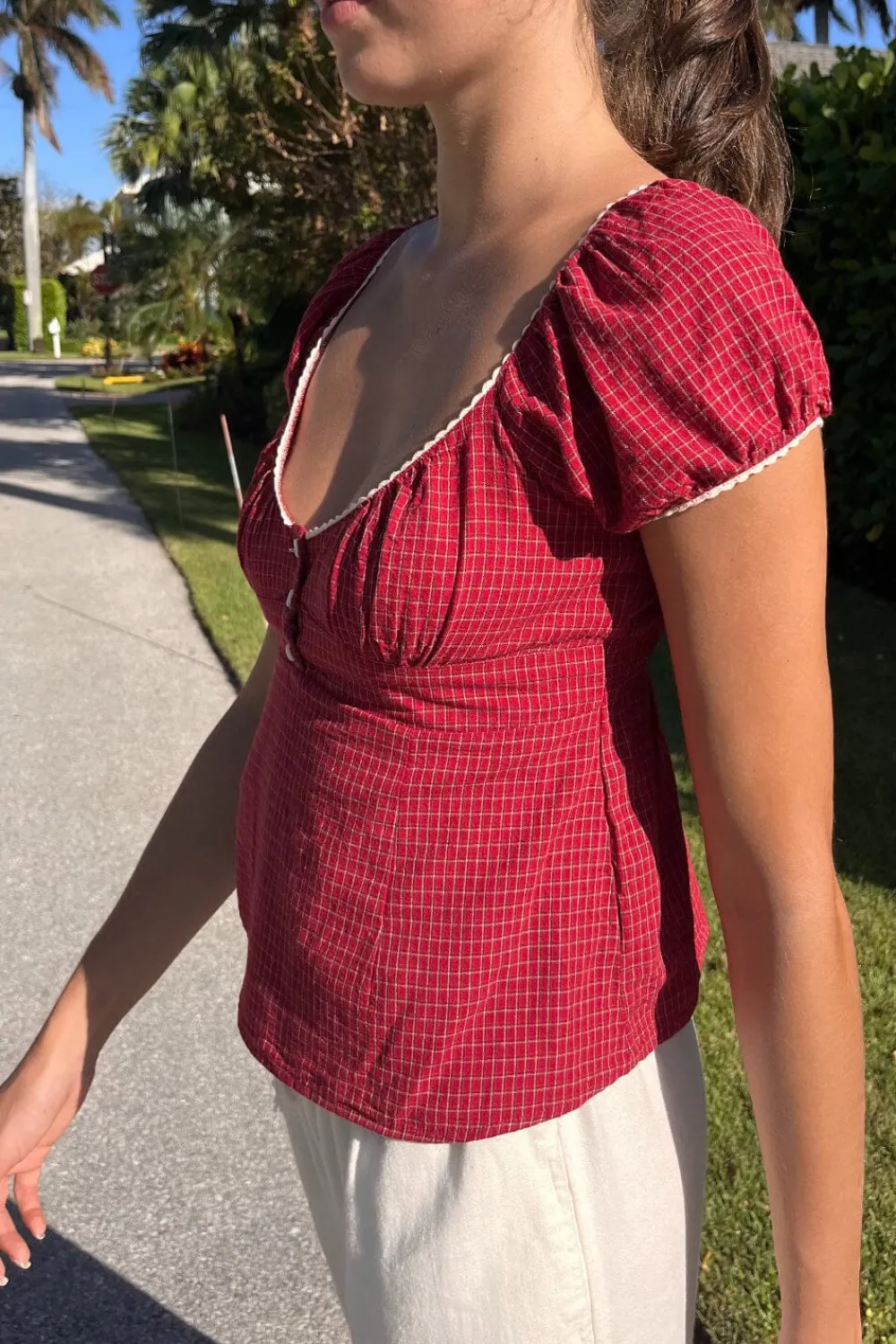 New Blair Plaid Top Short Sleeves
