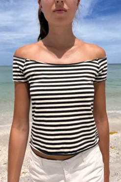 Sale Bonnie Crop Top Stripes|Short Sleeves