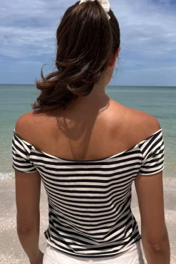Sale Bonnie Crop Top Stripes|Short Sleeves