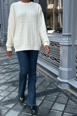 Brianna Cotton Cable Knit Sweater Cotton