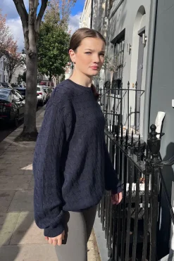 Brianna Cotton Cable Knit Sweater Cotton