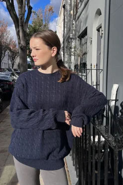Brianna Cotton Cable Knit Sweater Cotton