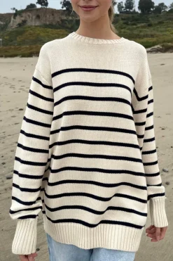 Clearance Brianna Cotton Thin Stripe Sweater Stripes|Cotton