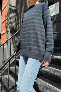 Clearance Brianna Cotton Thin Stripe Sweater Stripes|Cotton