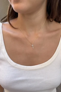 Clearance Copper Faux Rhinestone Cross Necklace Jewelry
