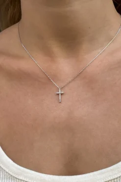 Clearance Copper Faux Rhinestone Cross Necklace Jewelry