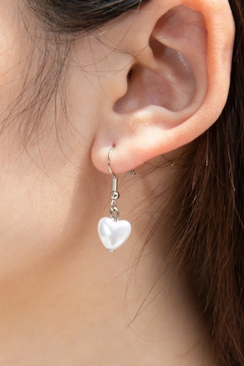 Faux Pearl Heart Earrings Jewelry