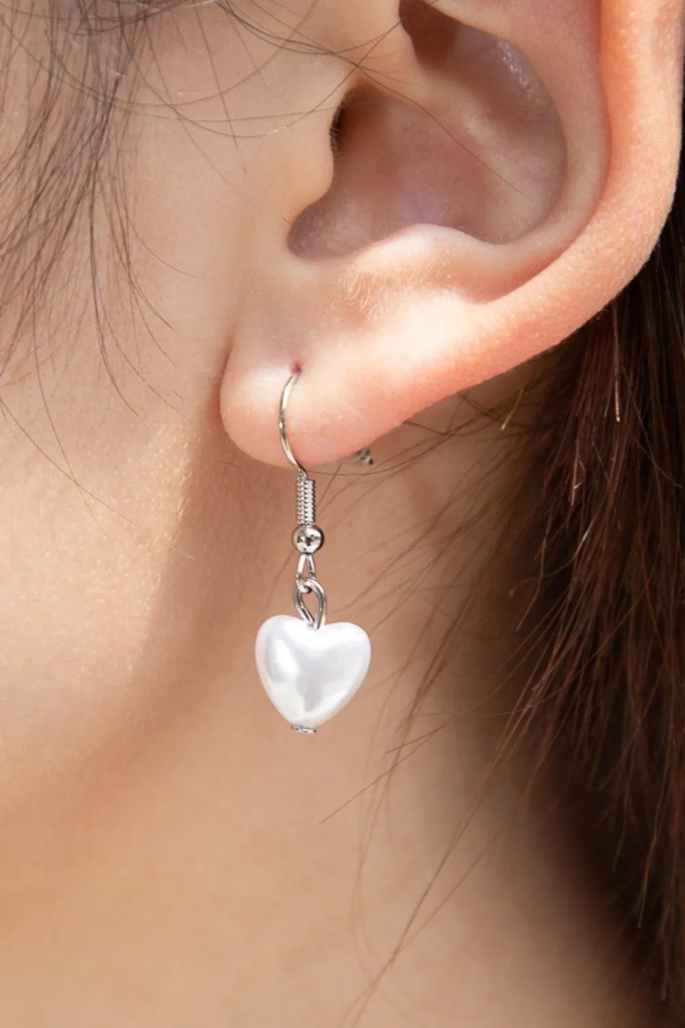 Faux Pearl Heart Earrings Jewelry