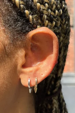 Outlet Gold And Silver Spiked Hoop Earring Set Jewelry