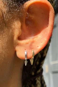 Outlet Gold And Silver Spiked Hoop Earring Set Jewelry
