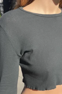 Discount Hailie Basic Long Sleeve Crop Top Long Sleeves