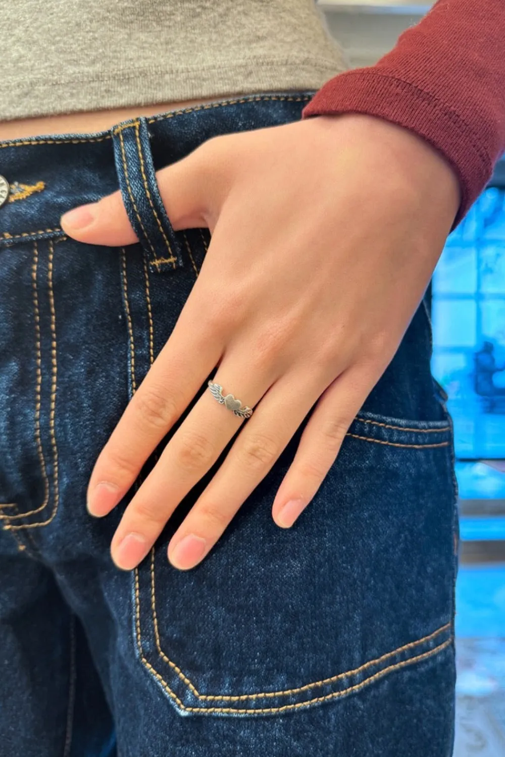 Hot Heart Angel Wings Ring Jewelry