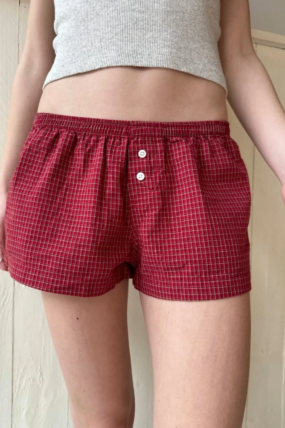 Sale Kiera Red Plaid Sweatshorts Shorts & Skirts|Intimates Set