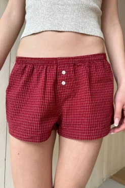 Sale Kiera Red Plaid Sweatshorts Shorts & Skirts|Intimates Set