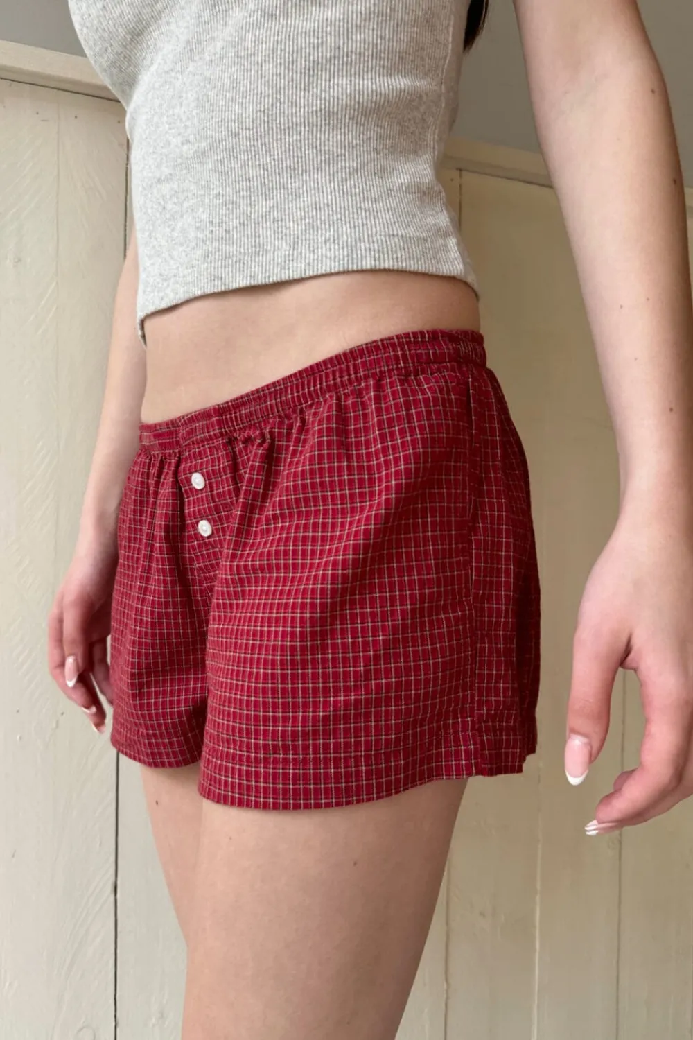 Sale Kiera Red Plaid Sweatshorts Shorts & Skirts|Intimates Set