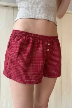 Sale Kiera Red Plaid Sweatshorts Shorts & Skirts|Intimates Set