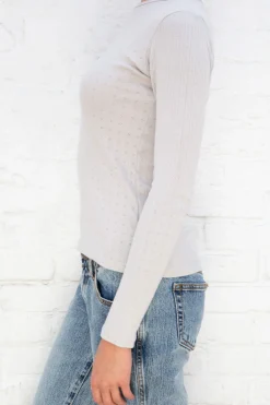 Discount Leah Eyelet Top Long Sleeves
