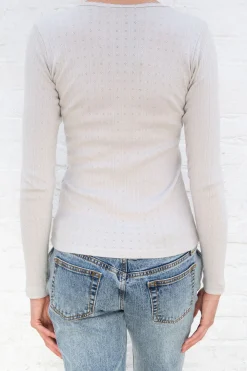 Discount Leah Eyelet Top Long Sleeves