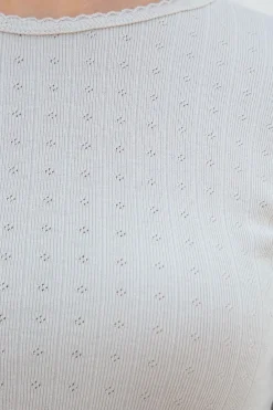 Discount Leah Eyelet Top Long Sleeves
